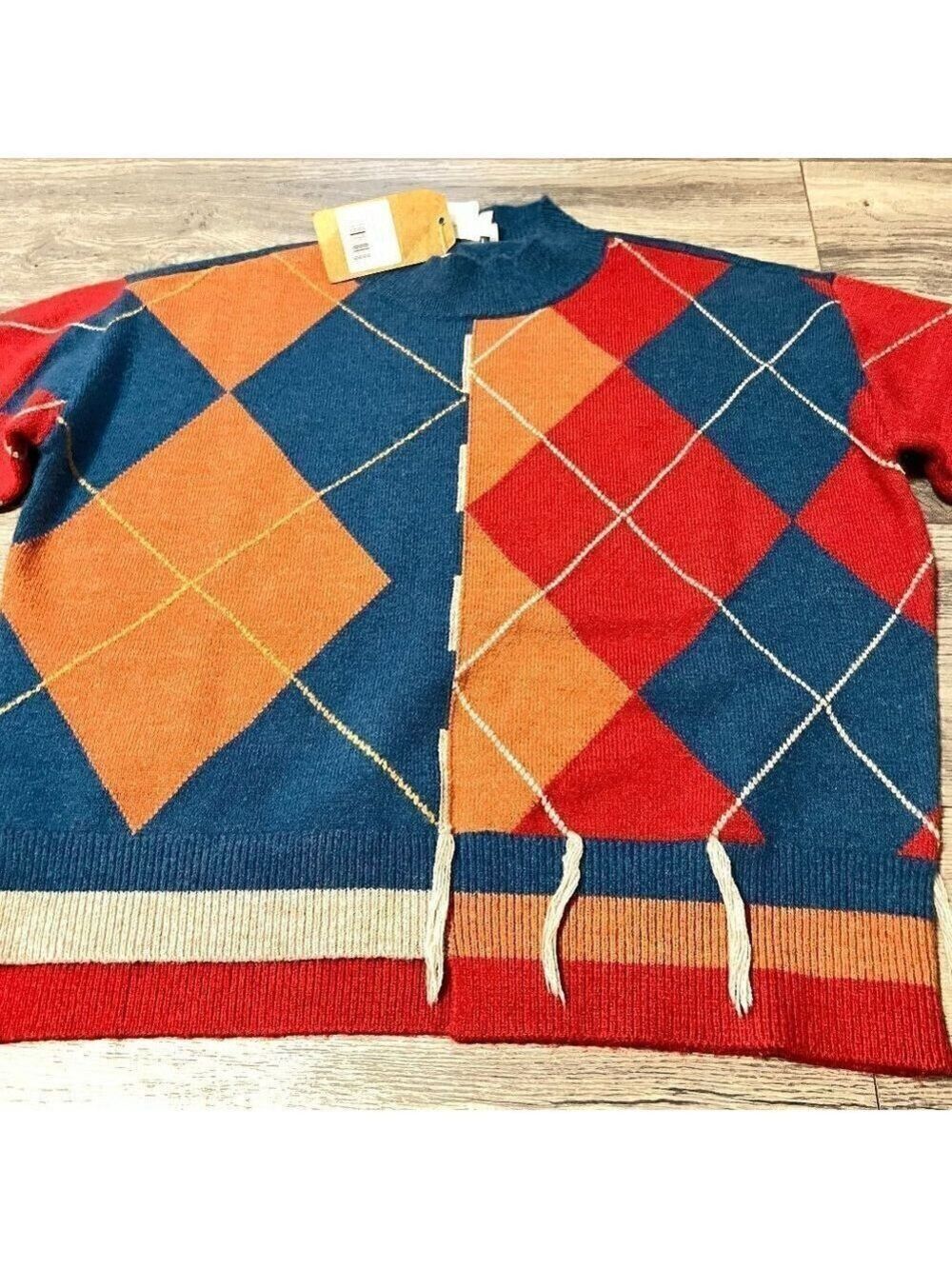 NWT Tru Luxe Jeans Mixed Material Sweater. Size Med